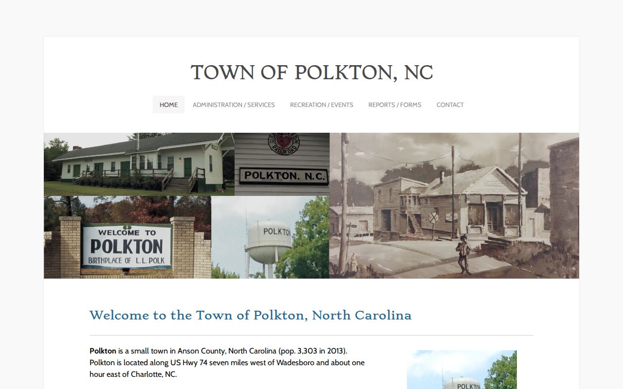 Official Town of Polkton website used to verify the Polkton Police Department contact